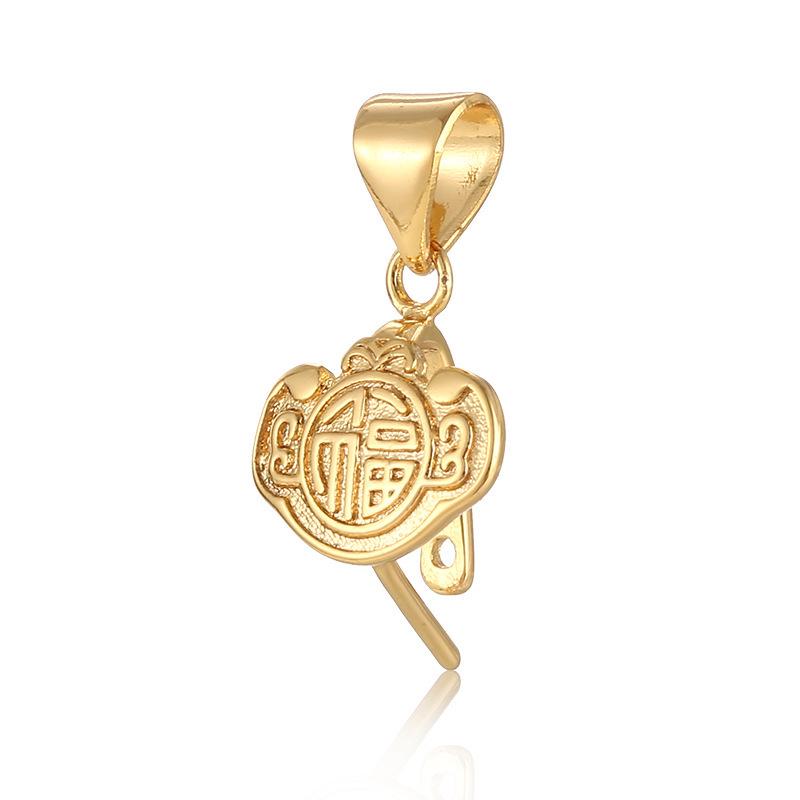 Retro Fu Character Pendant with Jadeite and Amber Safety Clip
