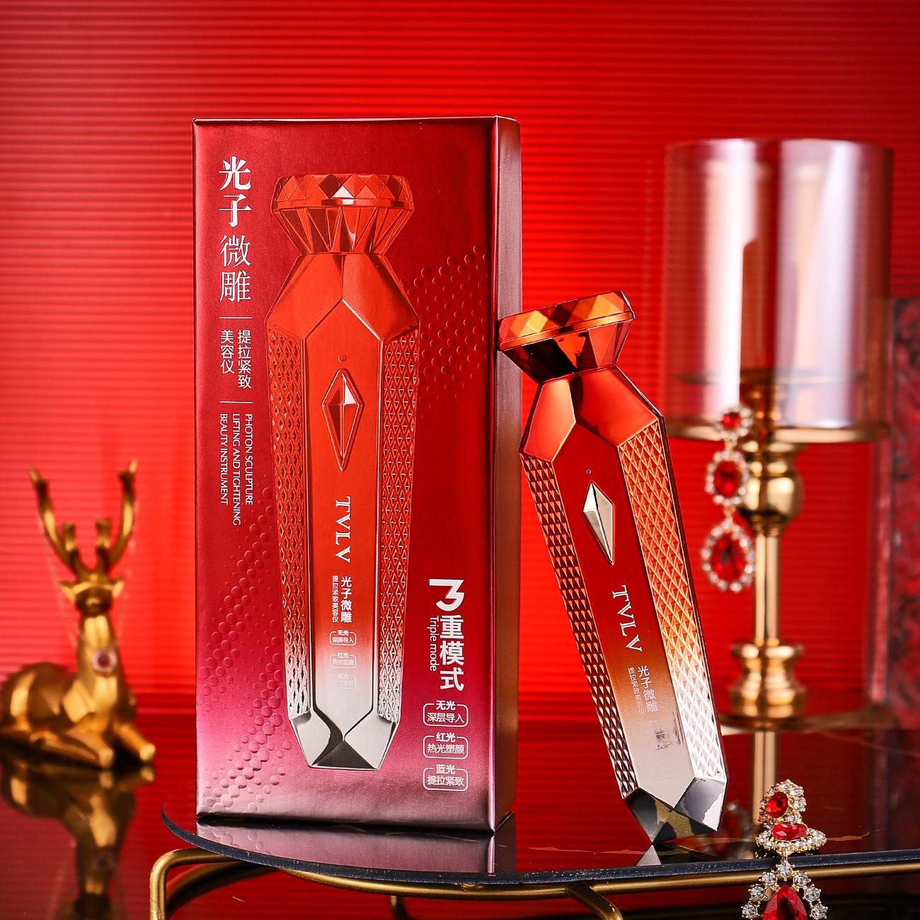 

Фотонный микрогравировальный лифтинговый и укрепляющий косметический прибор, красный и синий свет для стимуляции впитывания, тройной режим, перезаряжаемый массажер