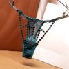 Women's Sexy Out Thongs Hollow  Floral Embroidery Low-Waist Shiny Straps Porn Lingerie Mesh Transparent  T-Back Briefs