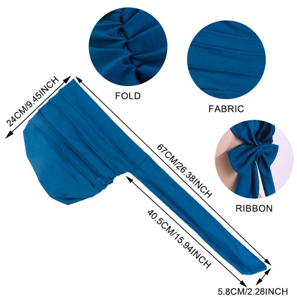 Lightweight Solid Color Headscarf Hat Breathable Stretch Hijab Long Tail Pre-Tied Inner Hat Daily