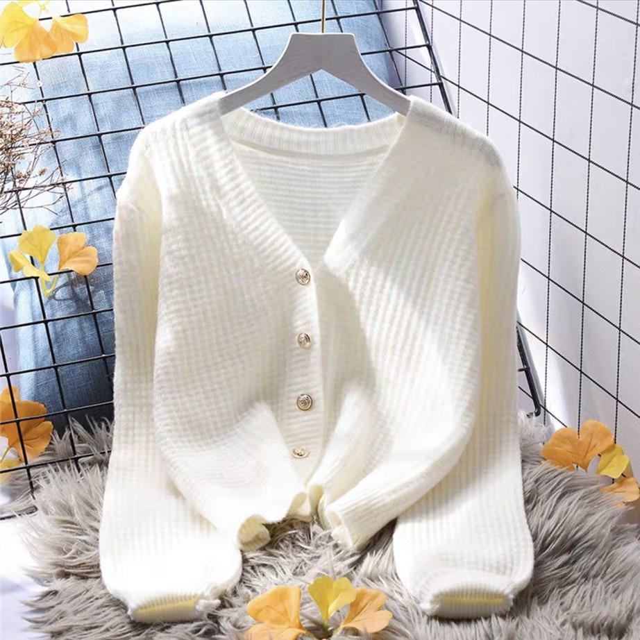 Women's Fresh Knit Cardigan, Short Style Outerwear, 2023 Spring Loose Sweater Jacket, Single-Breasted Top