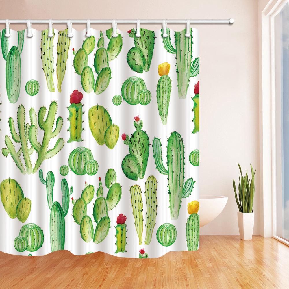 Bathroom Cactus Flower Fabric Waterproof Shower Curtain With Bathroom Cactus Flower Fabric Waterproof Shower Curtain With Hooks Home Decor Accessory 180 At A Low S On Joom E Commerce Platform