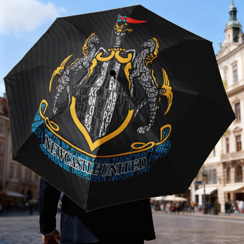 Newcastle United Crest Automatic Folding Umbrella - 8-Rib Travel Umbrella with Auto Open/Close & Portable Gifts for Holidays or Birthdays