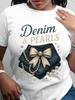 Denim & Pearls Jeans Bow Pearl Graphic T-shirt