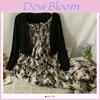 Elegant Retro Rose Print Summer Twopiece Dress Set For Women