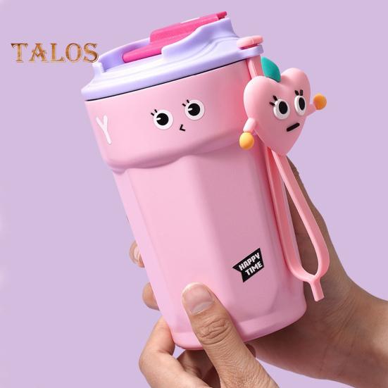 

Термочашка на 450 мл. Герметичная дорожная кружка с изоляцией из нержавеющей стали и силиконовой кукольной подвеской. Вакуумная бутылка для воды. Крышка с широким горлышком и соломенным отверстием. Многоразовая крышка. 450ML зелёный