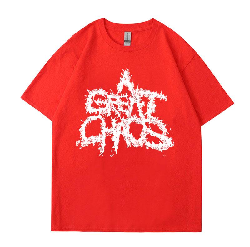 Ken Carson A Great Chaos Spellout Graphic T-shirt Unisex s Clothing Vintage Hip Hop Tee Shirt Unisex 100% Cotton T Shirt Streetwear S
