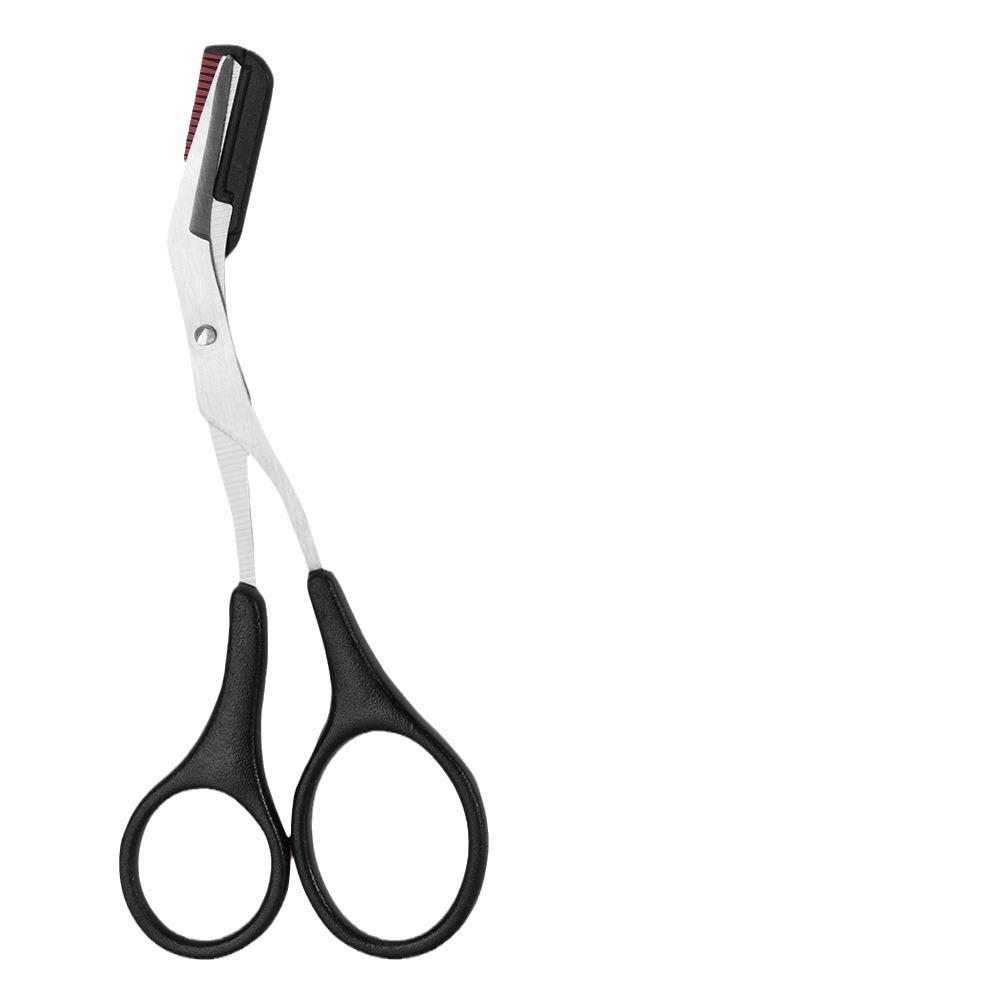 Black Eyelash and Brow Grooming Set with Comb, Brush, Curler, Stainless Steel Razor, Tweezers, and Scissors