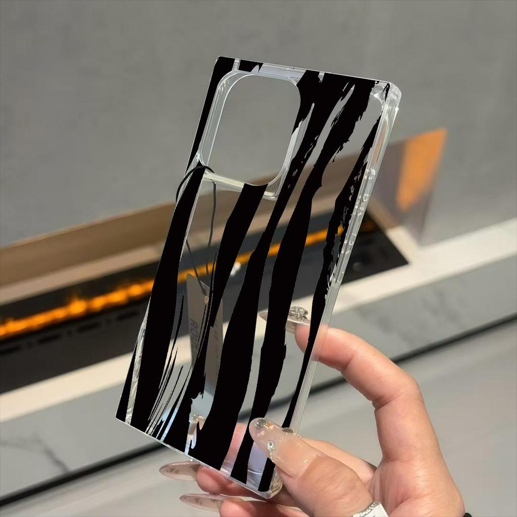 Transparente Quadratische Rückseite Röhrenhülle Schutz Für iPhone 15 Plus 13 11 14 Pro Max 12 16 ProMax Anti-Sauerstoff, Zebra-Streifen Muster Hülle