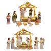 Lighted Up Resin Holy Family Statue Christmas Festival Decor Miniature Centerpiece for Living Room Table Decoration