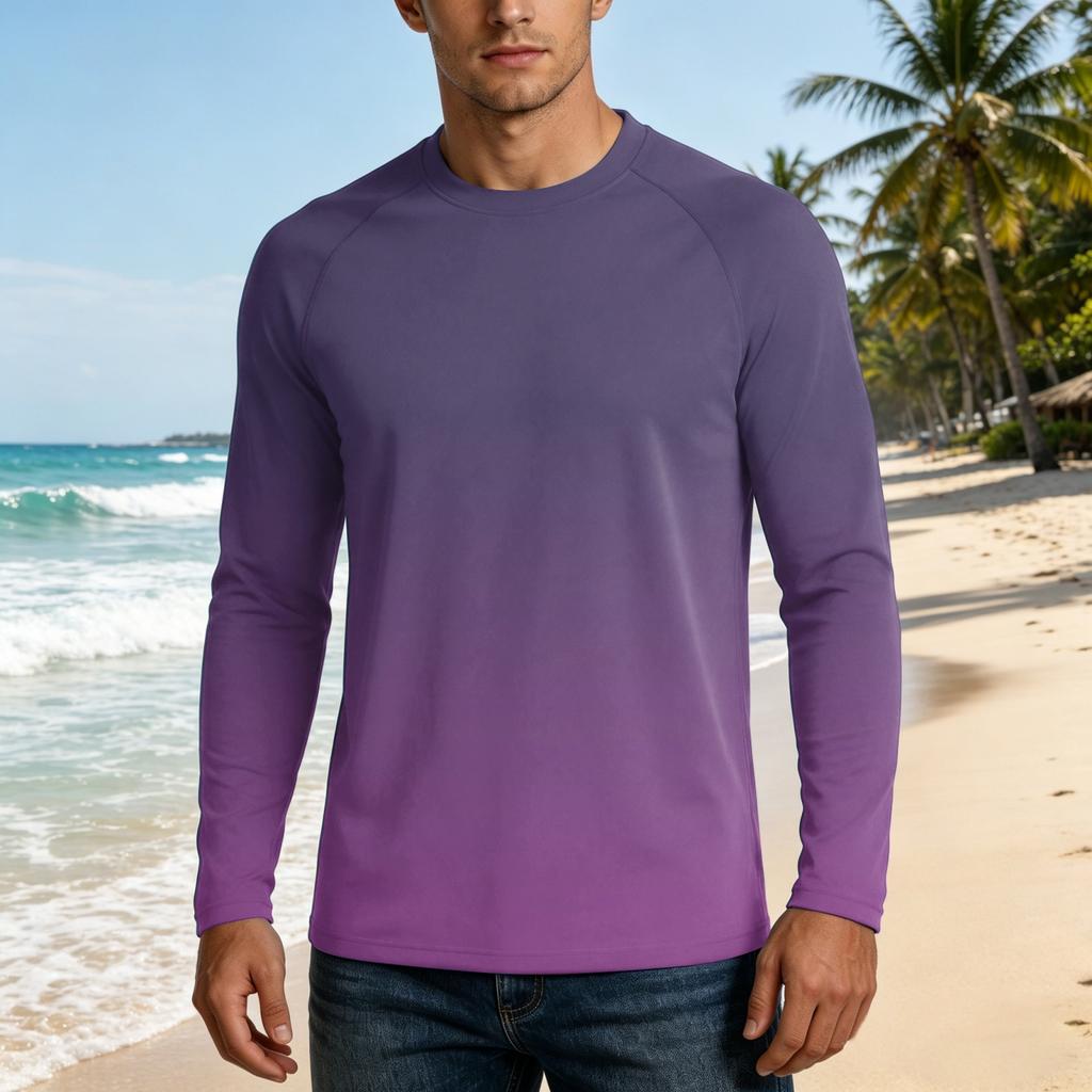 Men's UPF50+ Sun Protection Long Sleeve Shirt Stretch Fabric Lightweight Breathable Outdoor Activewear Top