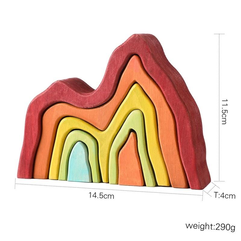 

Montessori Irregular Blocks Stacking Balance Toy for Children Wooden Rainbow Blocks Education Learning Mountain Simulation Toy
