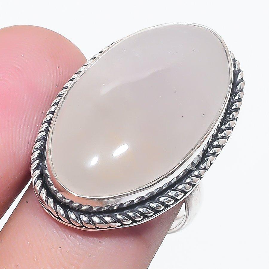 

Natural Rose Quartz Gemstone 925 Sterling Silver Jewelry Ring Size 7 AR-15801