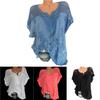 Stylish Women V-neck Short Sleeve Hollow Out Casual Blouse For Summer Comfort