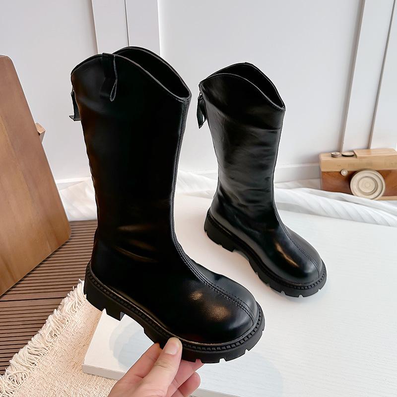 Chaussures Antidérapantes - Nouvelles Bottes Longues pour Enfants, Bottes Hautes en Cuir Souple, Bottes pour Filles