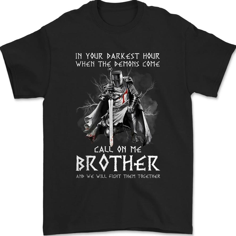 

Warrior Of God T-shirt Call On Me Bother Fight Tee, Christian Knight Templar Tee L