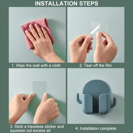 Soporte de pared para teléfono, autoadhesivo, sin perforaciones, antideslizante, carga, caja de almacenamiento multifunción con percha para sala de estar