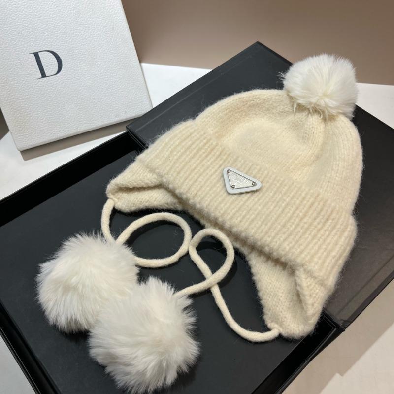 Zimní nový vlněný klobouk, dámská korejská verze sladkého klobouku s bambulí zakrývajícího uši, venkovní teplá pletená čepice ze směsi vlny