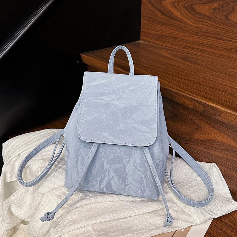 

2025 колледж стиль новая мода ретро американская текстура однотонный повседневный портативный рюкзак женский синий