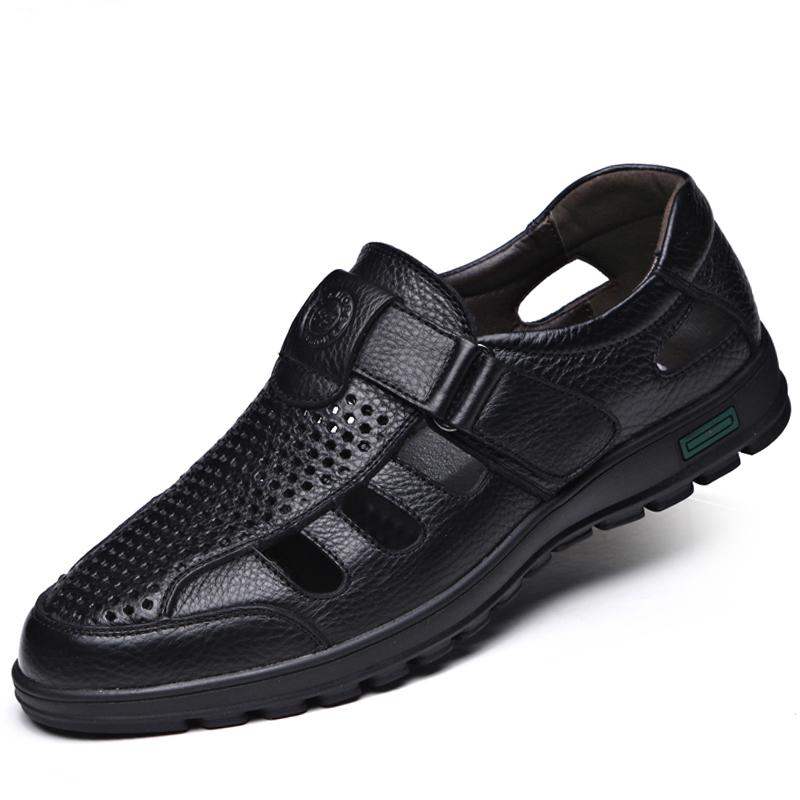 Designer Brand Men's Leather Casual Shoes Massage Soles Hollowed Out Shoes Breathable Summer Hot Selling Men's Work Shoes
