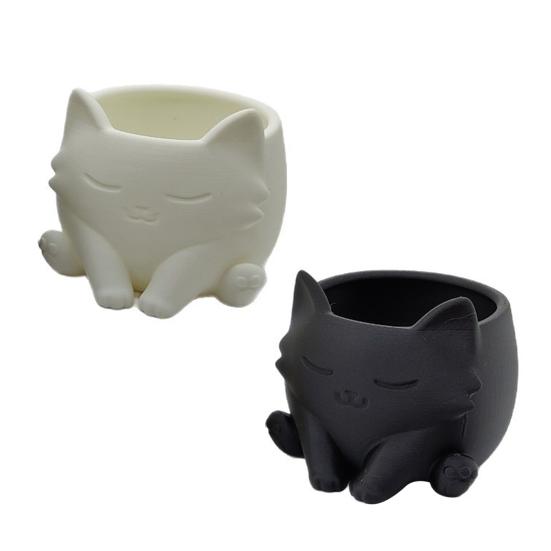 Yousheng 3D Printed Cat Planter Pot Indoor Outdoor Animal Shape Succulents Herb Plants Flower Pot Container Home Balcony Garden Decoration