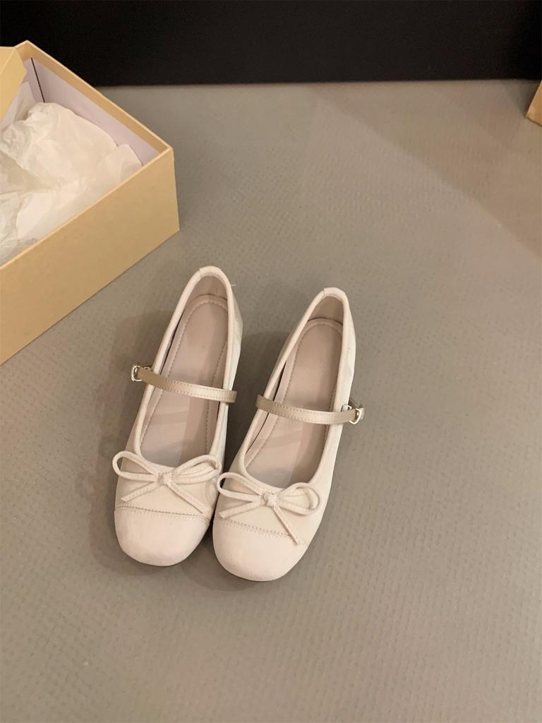 Inner heightened red single shoes women's shoes spring and autumn 2025 new summer French evening breeze Mary Jane ballet shoes
