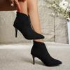 Fashion Fashion Transparent Pvc Patchwork Suede Black Ankle Boots Women Autumn Pointed Toe High Heel Boots Sexy Rear Zip Party Shoes