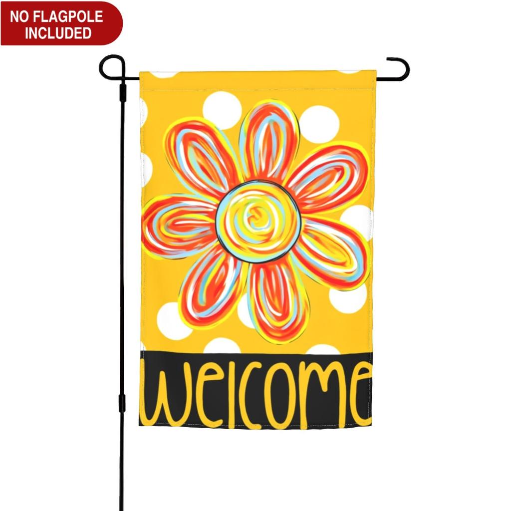Colorlife Summer Floral House Flag Outside, Polka Dots Welcome Seasonal Yard Outdoor Flag
