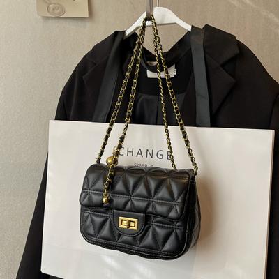 Bag Women'S New Crossbody Bag Bag Summer Fashion With Small Gold Ball Diamond Lattice Chain Small Square Bag