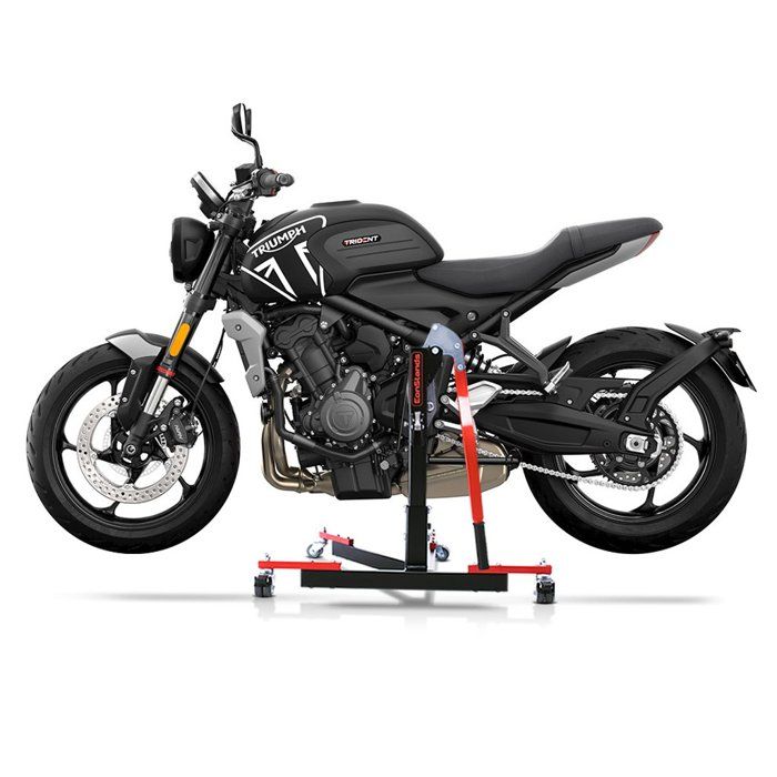 Zentraler Werkstattständer - CONSTANDS - Power-Evo Triumph Trident 660 (2021-2025) - 300 kg - Anpassungskit - Rot