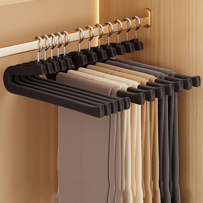 10pcs Flocked Goose-Shaped Pant Hangers, Suitable for Dormitories, Homes, and Schools. Made of Flocked Material, Traceless and Non-slip