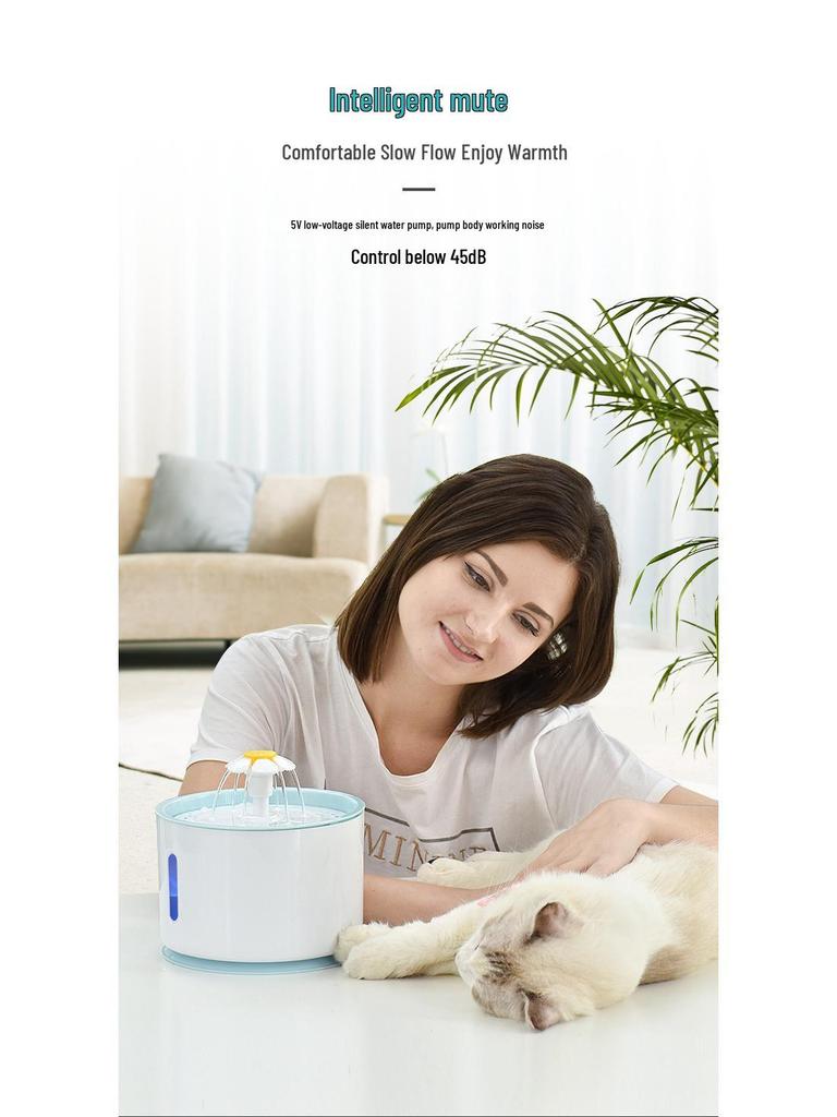 2,4L Leise Katzenwasserfontäne mit LED-Licht & Automatischer Abschaltung