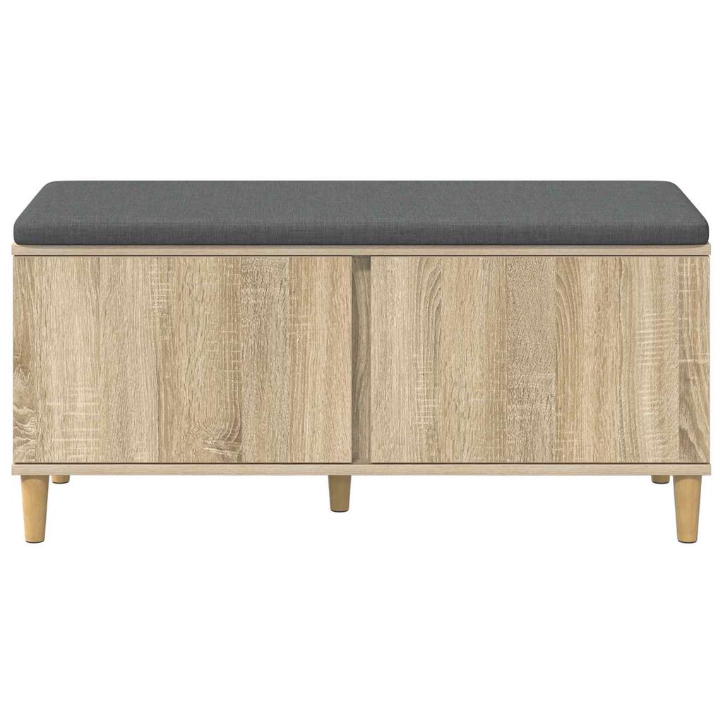 Hallway Bench with Cushion and Storage Sonoma Oak Finish 100 x 38 x 46 cm