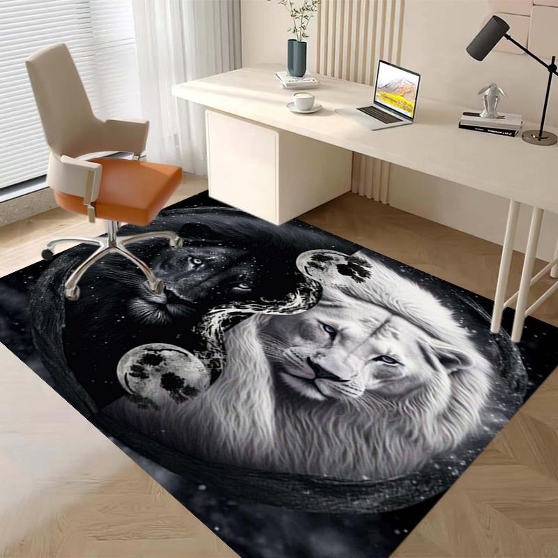 1PC Lion Pattern Printed Carpet Rug for Living Room Bedroom Home Sofa Decoration,Non-slip Floor Mat Floor Mat