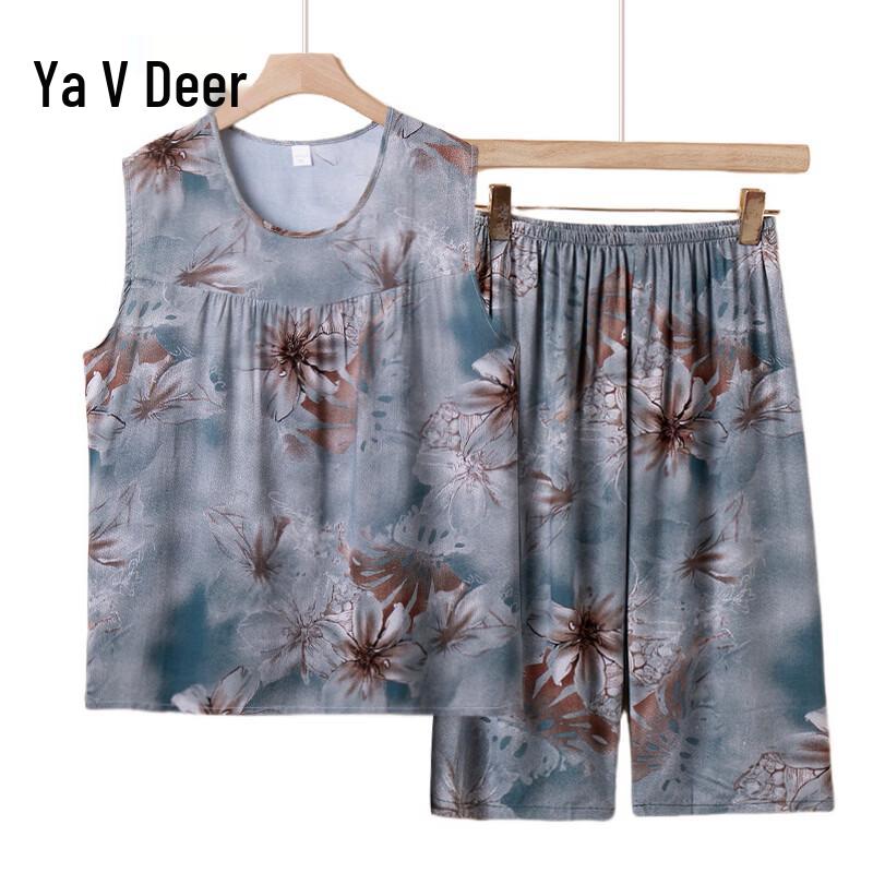 Yalu Women s Sleeveless Cotton Blend Pajama Set B-3XL