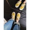 New leather soft cow velvet round head lace-up casual style thick-soled lace-up board shoes women