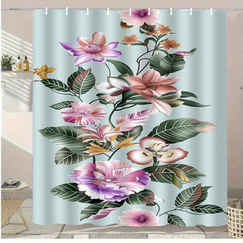 Summer Drinks Washable Dirt-Resistant Shower Curtain Shower Head waterproof Polyester Bath Curtain For Home Decor Accessories