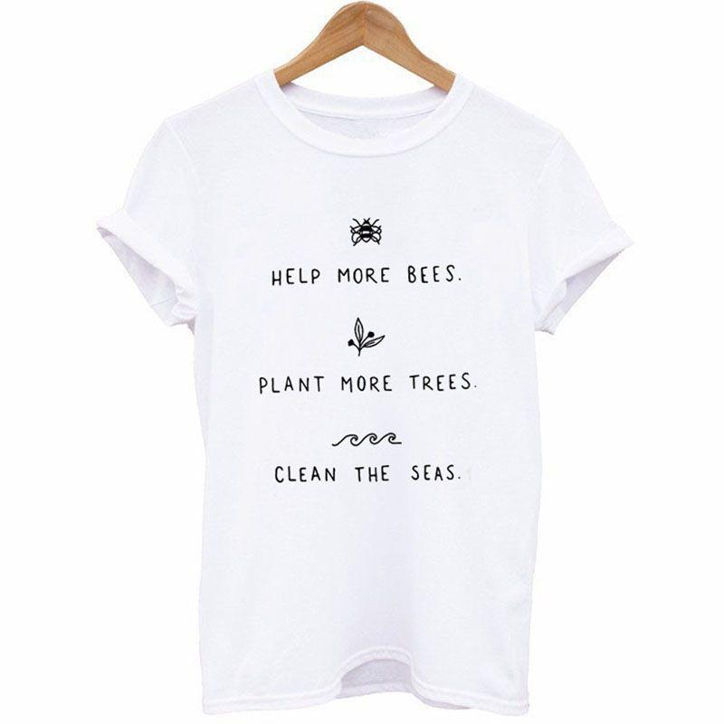 Premium Quality Help More Bees Plant More Trees Clean The Seas T-shirt For Eco-warriors