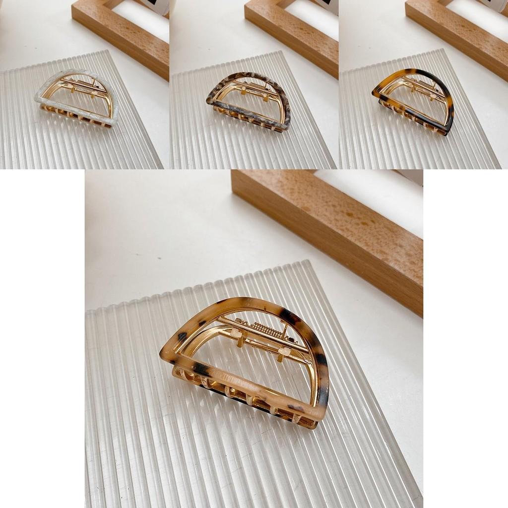 Elegant Korean Style Medium Acetate Half Circle Alloy Hair Claw Clip For Women