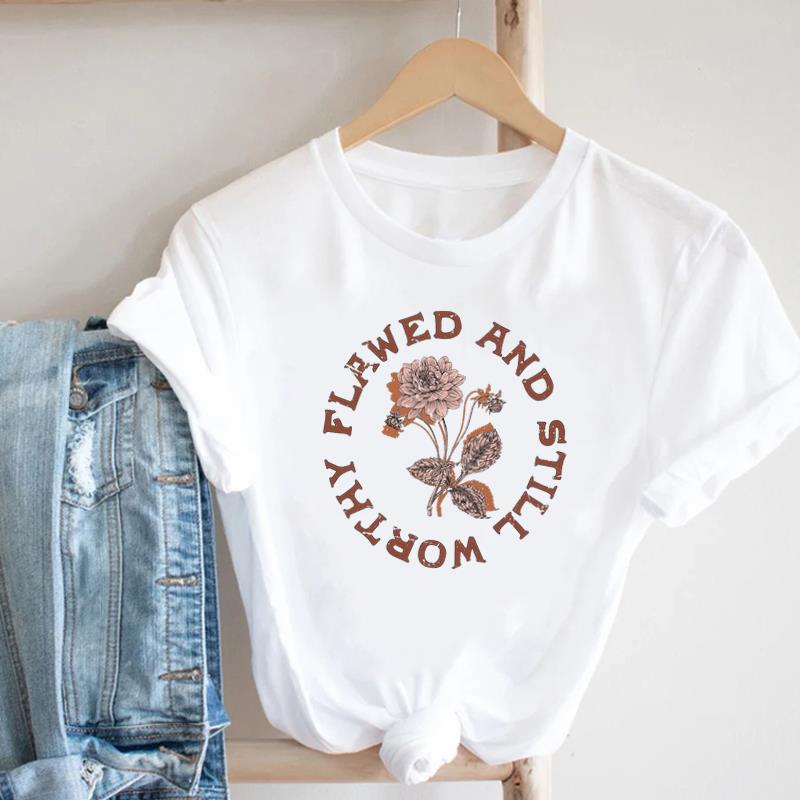 (European Size)90s Women Print Lady Female Cactus Plant Lovely Trend Tee Top Fashion T Shirt Clothing Casual Short Sleeve Graphic T-shirt