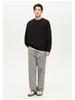 Men's Black Fleece-Lined Faux Two-Piece Round Neck Hoodie - 2025 Autumn/Winter Loose Pullover Top