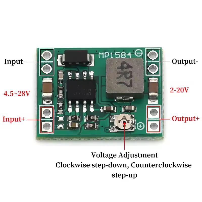 DC-DC Step Down Module 3A Voltage Regulator MP1584 Compact Design for Efficient Power Conversion