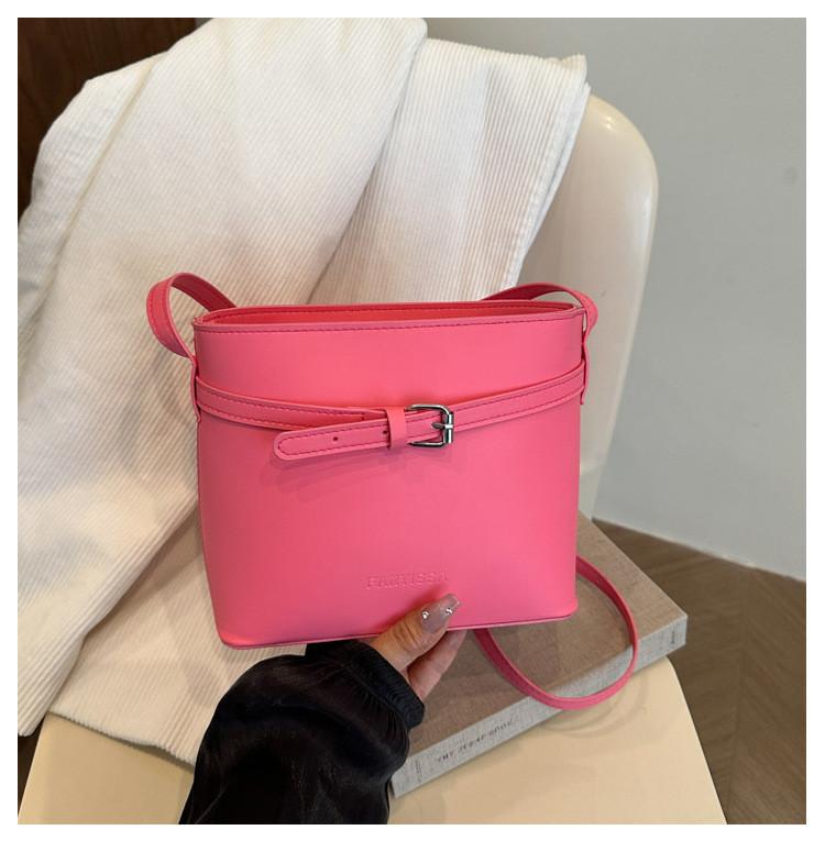 Bucket Trendy Water Bag With Solid Color And Square Buckle Decor For Daily