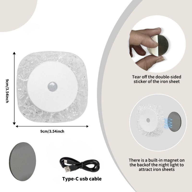 

New Frosted Crystal Sky Round Place Night Light with Human Body Induction Magnetic Base Special Adjustment Light 1pcs