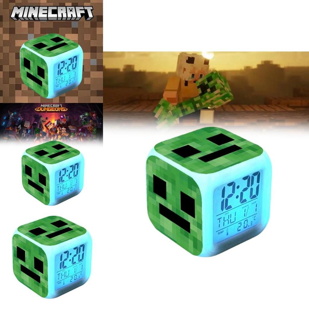 Minecraft Cartoon Led Alarm Clock With Night Light And Digital Display For Students