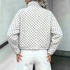 Damen Polka Dot Langarm Locker Geschnittene Jacke mit Taschen Freizeit Oberbekleidung