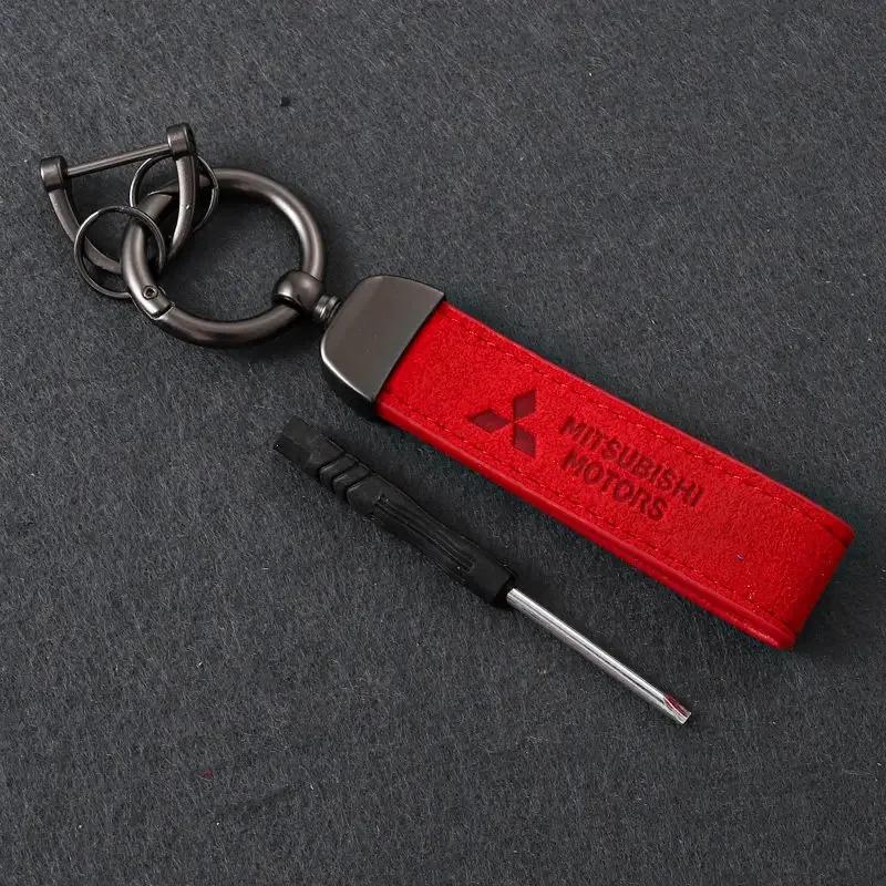 

for Mitsubishi Ralliart L200 ASX Mirage Eclipse Montero EVO9 Lancer Outlander Pajero Galant Suede Car Keychains Key hubcap червоний