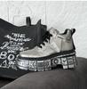 Chunky Sneaker Men Designer Retro Punk Motorcycle Boots Casual Leather Fabric Height Increased Flat Platform Sport Shoes