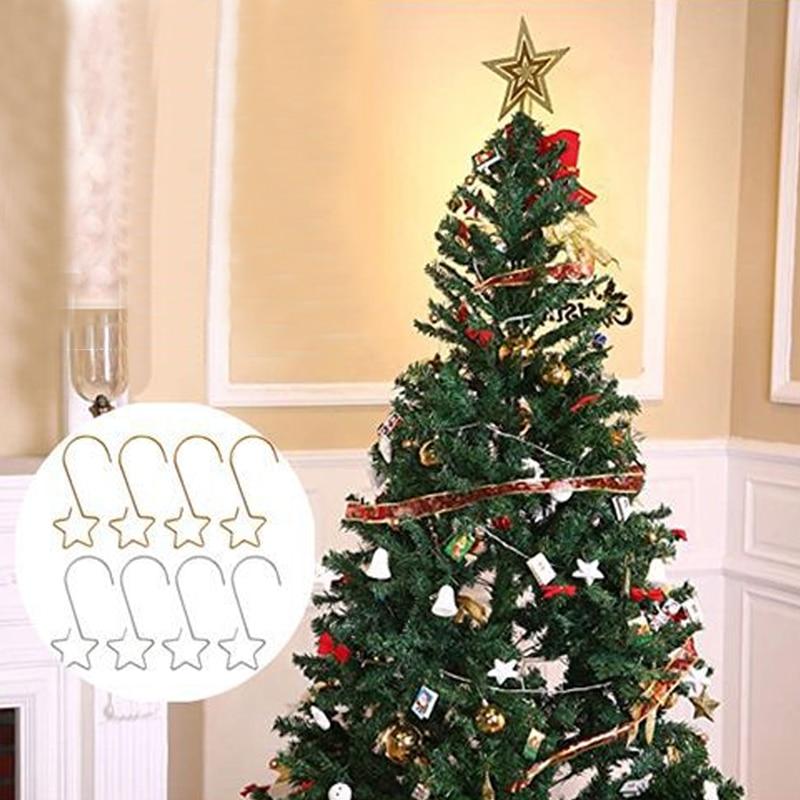 Christmas Wreath Star Hooks for Christmas Tree Hanging Pendant Ornament Metal Star Decorations Hook Xmas Home Decor