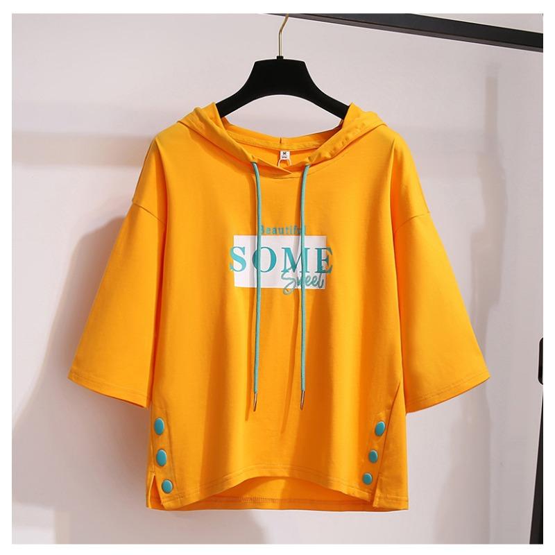 New Summer Sun Protection Hooded Short-sleeved T-shirt for Female Students Korean Style Clothes for Women Loose Tops for Women